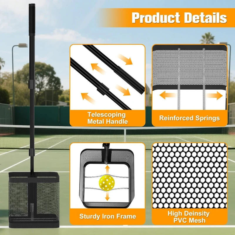 Pickleball Ball Retriever Tube with Shoulder Strap — Lightweight Picker Upper/Hopper for Easy Ball Collection