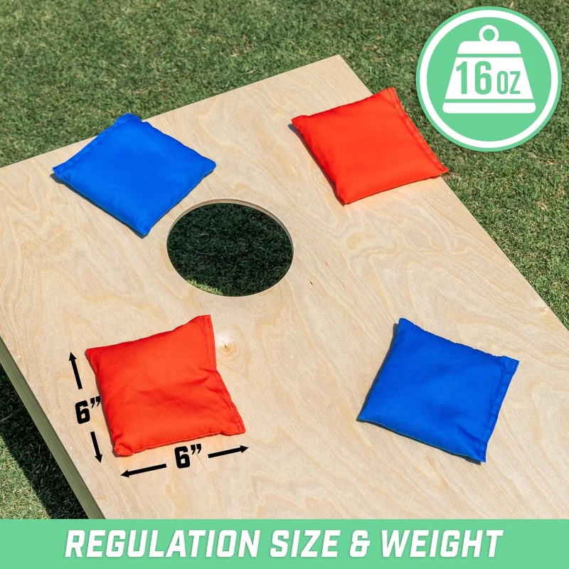 GoSports Regulation Cornhole Bags – Official 8-Pack Canvas Bean Bags (All-Weather) – Red & Blue or American Stars & Stripes