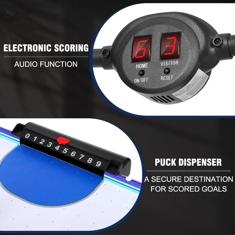 58"" Arcade-Style Air Hockey Table — Powerful 700mA Motor, Overhead LED Scoreboard, Includes 2 Pucks & 2 Pushers