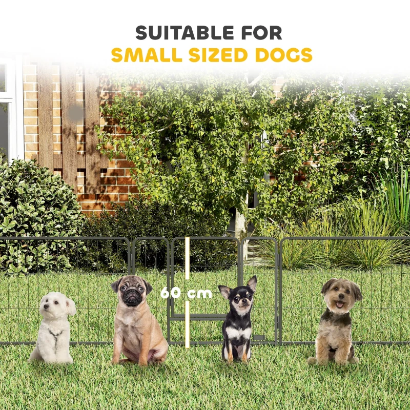 PawHut Dog Playpen, 31.5"W Heavy-Duty Metal Puppy Play Pen, Pet Exercise Fences for Outside and Indoor, DIY Design with Door for Small Dogs, 12 Panels, 23.5"H