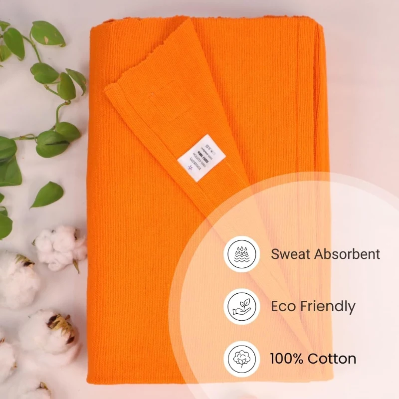 Yogikuti Iyengar Thick Handwoven Cotton Yoga Blanket Set of Two – Premium Support for Restorative Yoga, Meditation & Pranayama (Orange)