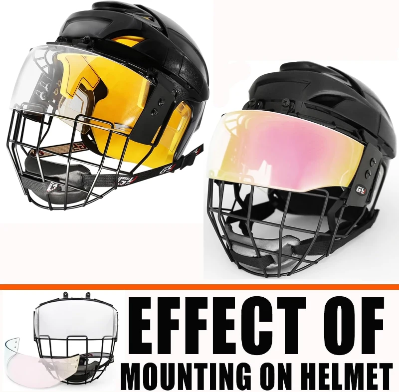 GY Hockey Helmet Cage and Face Shield Protector Combo — Steel Wire Cage with Polycarbonate Visor