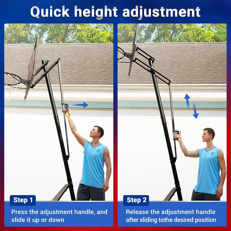 WIN.MAX Portable Basketball Hoop System — 44 in Backboard with Large Fillable Base, Adjustable 4.9–10 ft, 18 in Rim