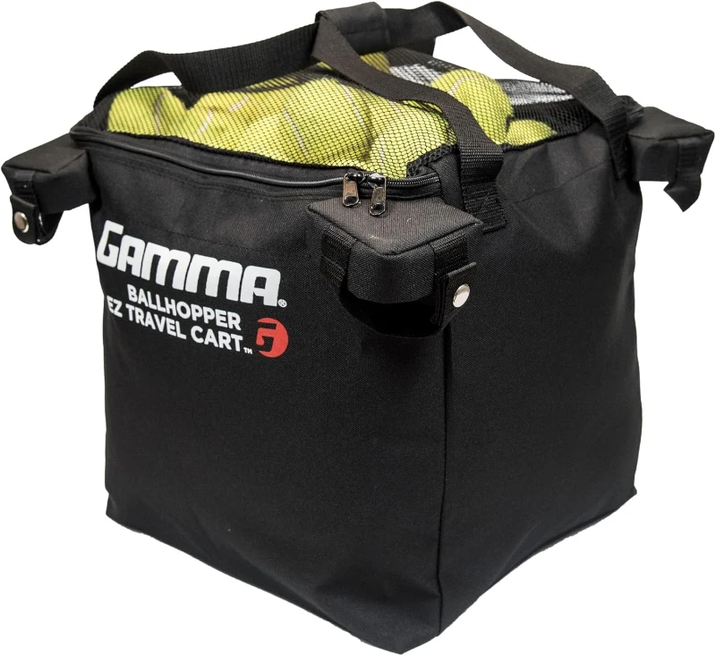 GAMMA Sports EZ Travel Cart — Portable Tennis & Pickleball Ball Hopper with Carrying Case