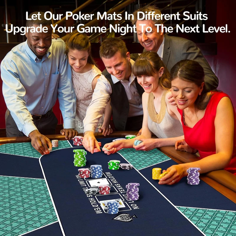 94"" x 47"" Waterproof Poker Table Mat — Super-Soft Texas Hold'em Surface with Smooth Premium Finish, Portable Zipper Carry Bag for Parties and Casino Nights