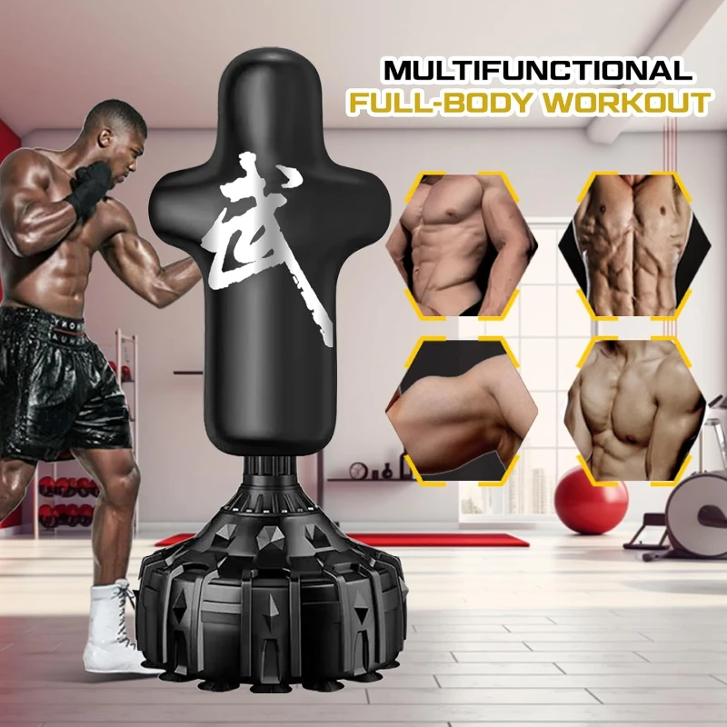 70 in Freestanding Kickboxing Bag with 12 oz Gloves and Suction-Cup Base — Heavy-Duty Stand for Adults