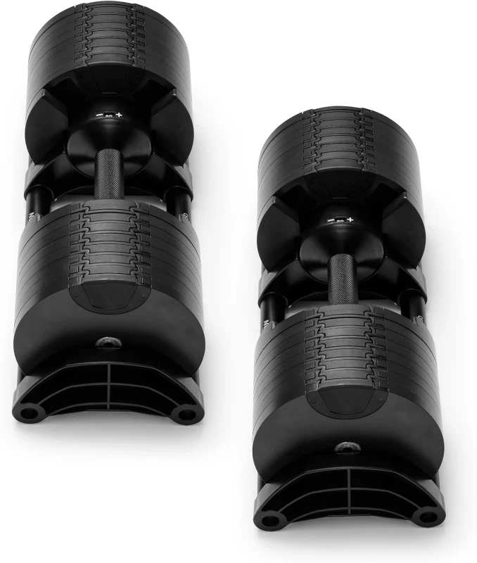 NÜOBELL Adjustable Dumbbell Pair — Easy-Twist 2024/25 Model, Selectable 5–50 lb or 5–80 lb