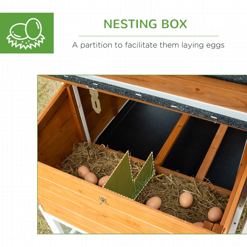 PawHut Chicken Run Waterproof Large Chicken Coop with Nesting Box for 2-4 Chickens, Orange and White