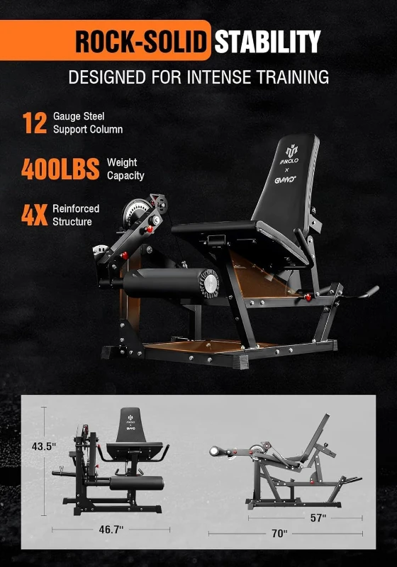 Mikolo Leg Extension & Curl Machine — Adjustable Seated/Lying 2-in-1 Leg Trainer with Cable System