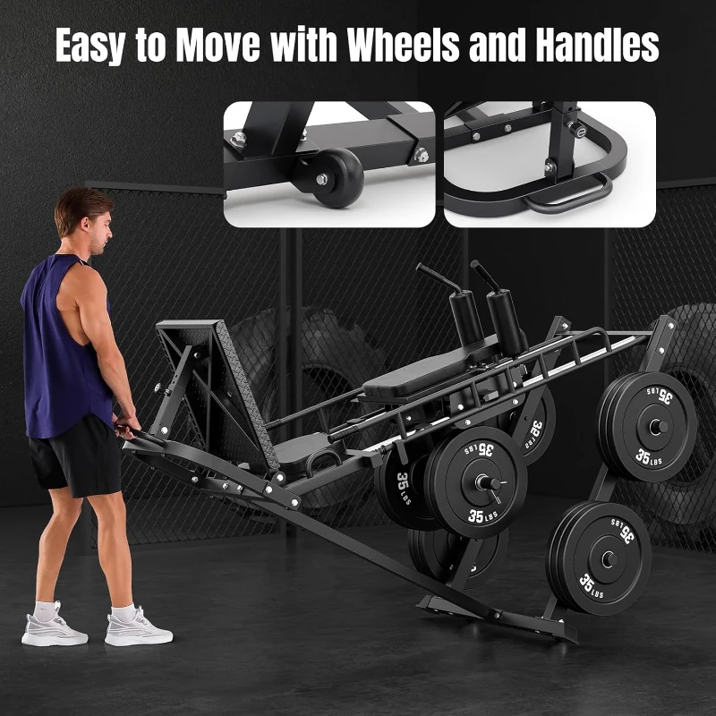 Dripex 2-in-1 Leg Press & Hack Squat Machine for Home Gym, 45° Combo with 4 Weight Plate Storage Posts — Plates Not Included