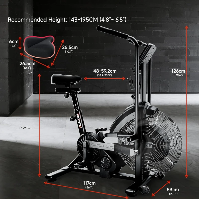 Air Bike with Magnetic & Air Resistance, Dual-Action Fan Bike with APP Connectivity, Dual-Action Handlebars and 350 lb Capacity