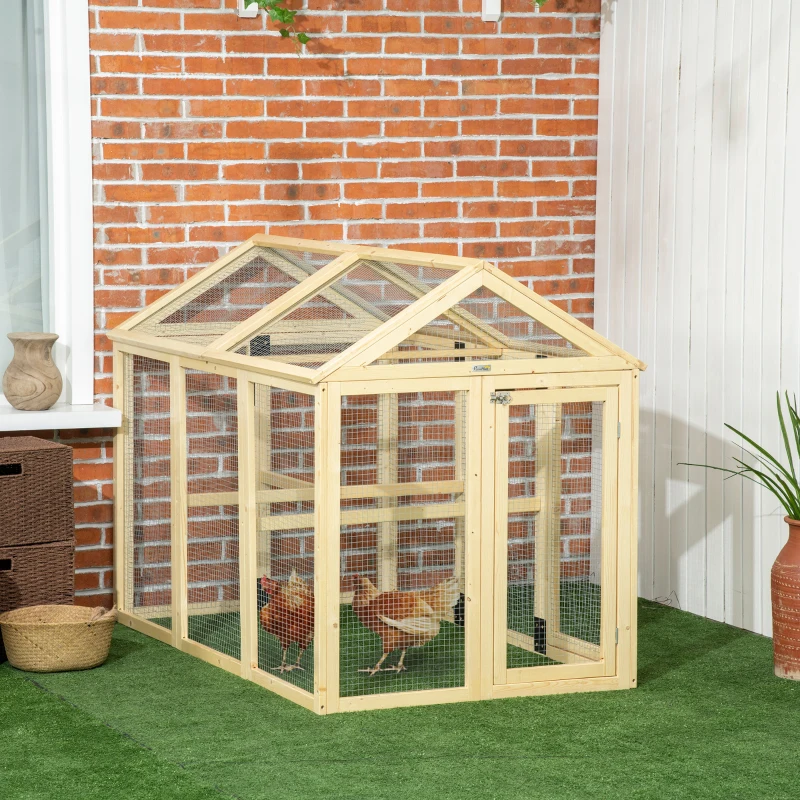 PawHut Chicken Run Expandable Outdoor Large Chicken Coop with 2 Doors and 3 Perches for 1–3 Chickens
