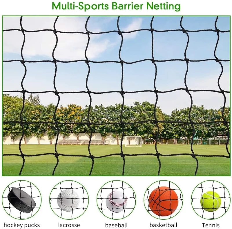 Heavy-Duty Baseball/Softball Backstop Netting #18 - Durable Polyethylene Sports Barrier, Various Sizes (10'x10' to 15'x50')