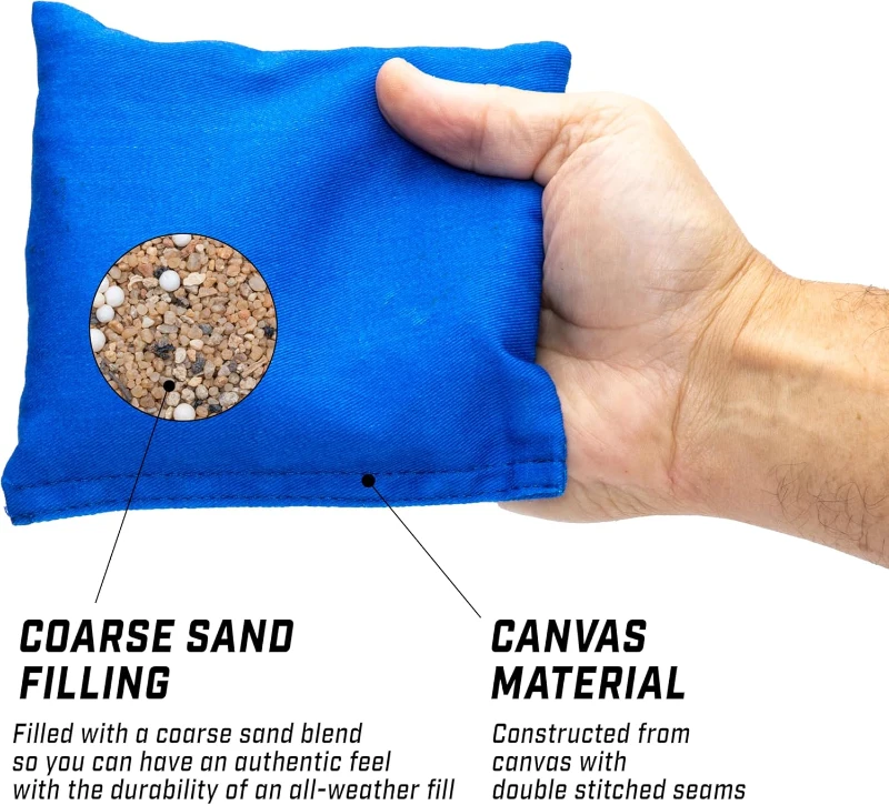 GoSports Regulation Cornhole Bags – Official 8-Pack Canvas Bean Bags (All-Weather) – Red & Blue or American Stars & Stripes
