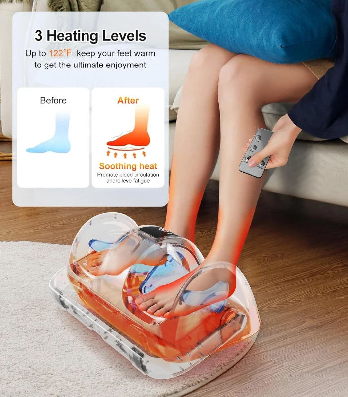 CARESKY Shiatsu Foot Massager with Heat & Rolling Deep-Kneading — Fits Up to Size 14, Multiple Modes for Plantar Fasciitis & Neuropathy