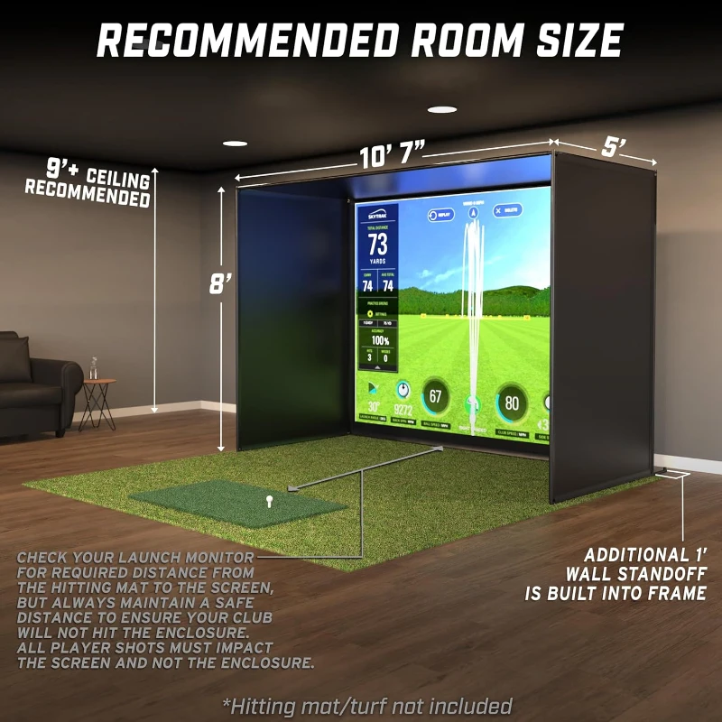 GoSports Golf Simulator Enclosure Kit with Frame and HD Impact Screen - Available in 10 x 8 ft, 12 x 9 ft, or 14 x 8 ft
