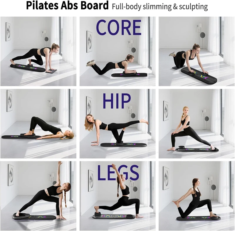Foldable Pilates Reformer Board Set by ORWIPO — Portable Multi-Function Pilates Machine with Timer, Resistance Bands, Ab Balance & Accessories