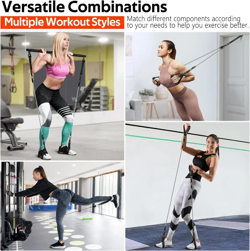 REN RAN RING Pilates Bar Set with Resistance Bands – Adjustable Metal Buckle, All-in-One Home Pilates Bar for Men & Women Full-Body Workouts