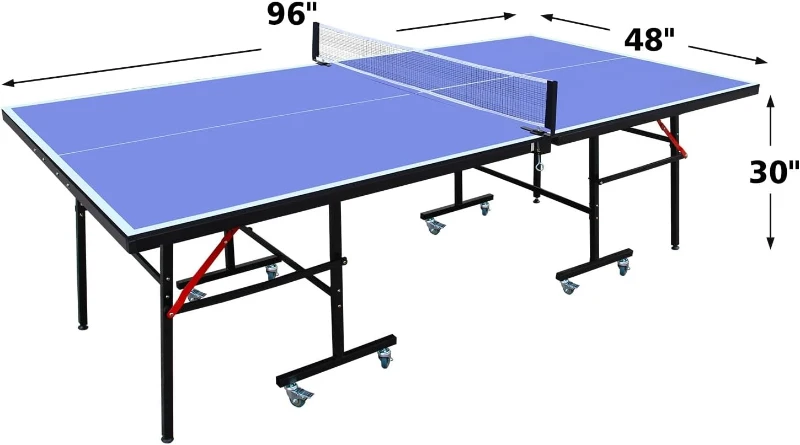 Compact Foldable Table Tennis Table — Professional Indoor Ping-Pong Set (8FT/9FT) with Single-Player Playback, Net & Posts, 2 Paddles, 3 Balls