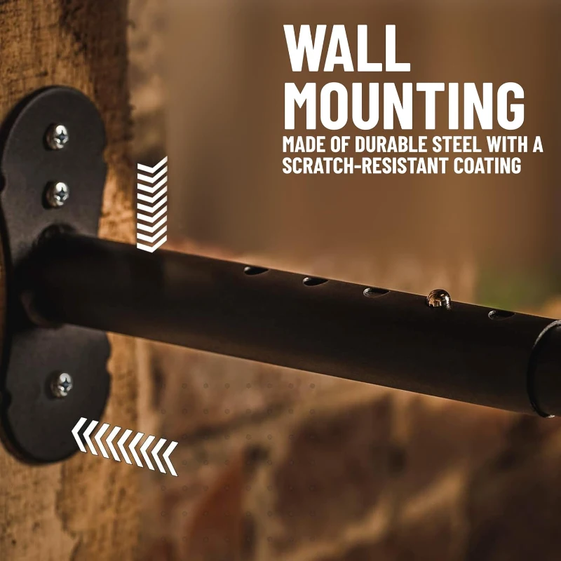 PRO BIKE TOOL Adjustable Horizontal Bike Wall Mounts (Set of 2) — Heavy-Duty Metal Arms, Space-Saving Garage Rack for Nearly Any Bike, Black/Red