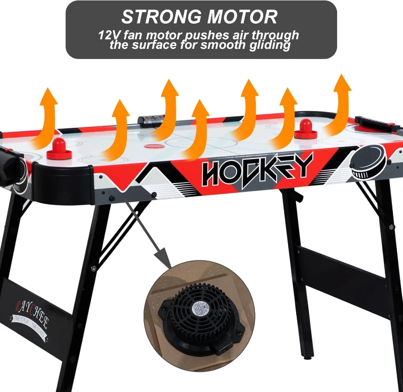 48"" Foldable Air Hockey Table — Indoor Arcade-Style Game with 2 Pucks, 2 Pushers and Electronic Scoreboard for Kids & Adults