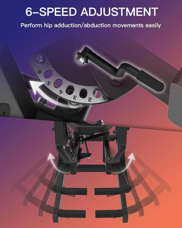 HVO Hip Abduction & Adduction Machine – 6-Position Adjustable Glute and Thigh Trainer for Inner/Outer Thigh Workouts