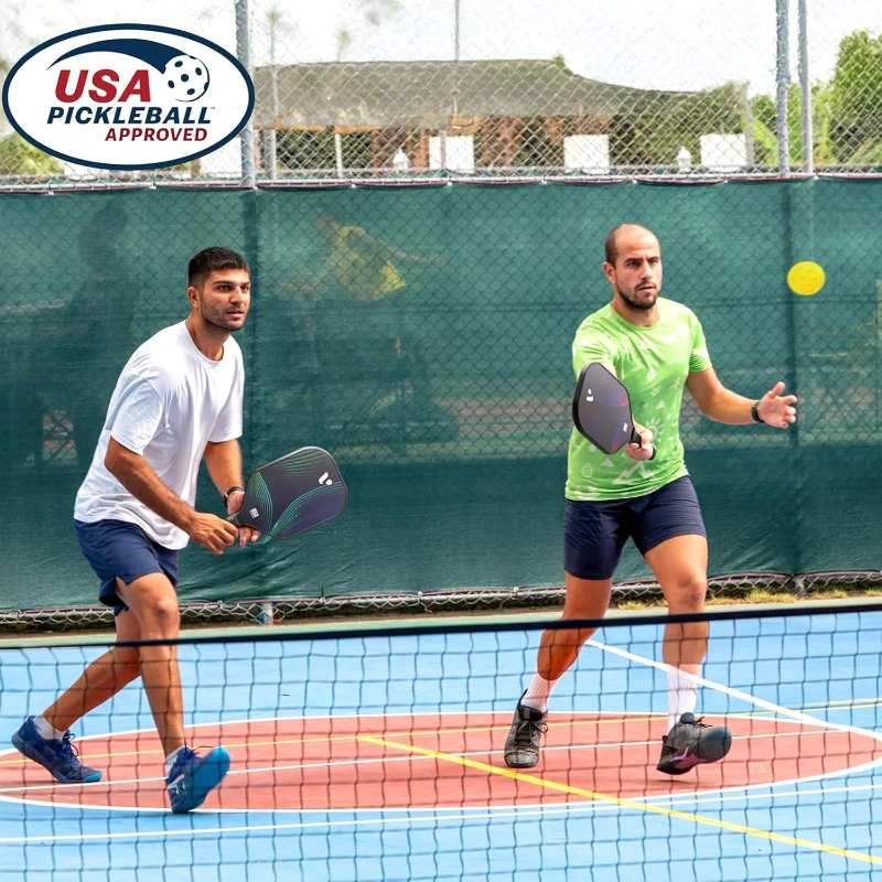Fiberglass Pickleball Paddle Set, 2-Pack with 4 Balls and Carry Strap – USAPA Approved, Lightweight Durable Rackets for All Levels