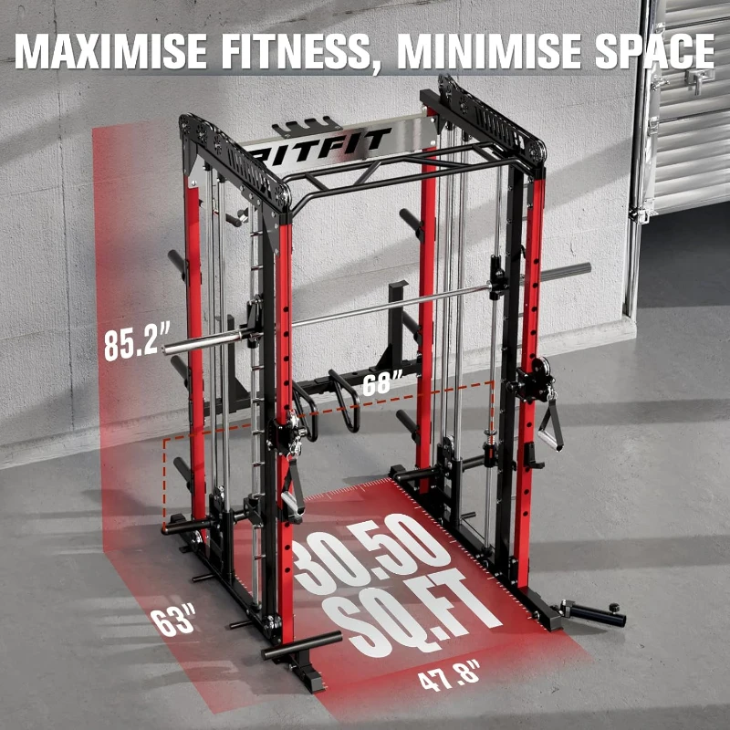 RitFit M1 Pro Smith Machine with Cable Crossover System - Multi-Function Power Rack & Squat Cage for Home Gym