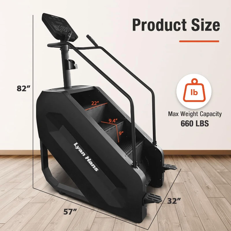 Commercial Stair Stepper with LED Display — 15 Speed Levels, 15–165 Steps/Min, 660 lb Capacity