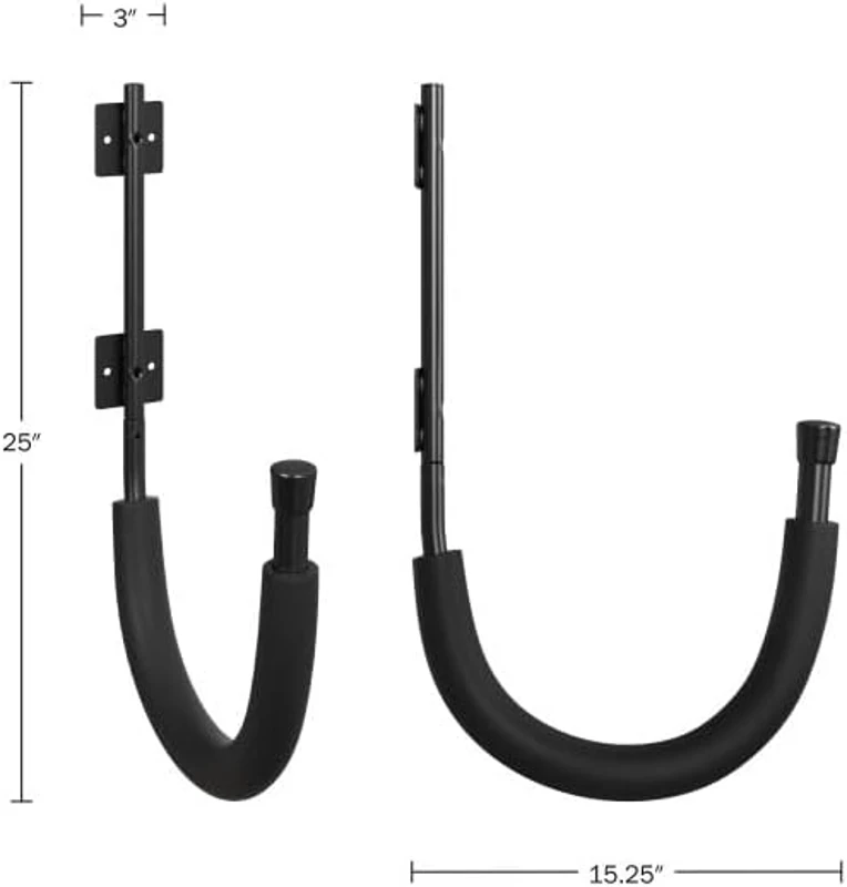 Kayak Wall Hanger Set — 4 Pairs (8 Hooks) Heavy-Duty J-Racks, 100 lb Capacity per Pair, Foam-Padded Wall Mounts
