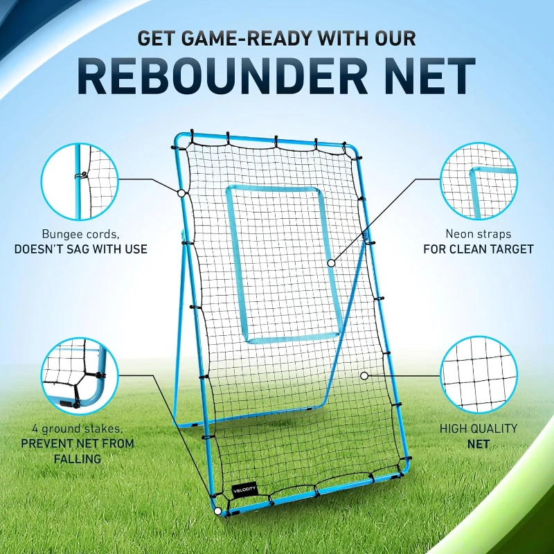 VELOCITY Adjustable Volleyball Rebounder Net 7x4 ft — Portable Training Frame with Angle Adjustment & Travel Bag