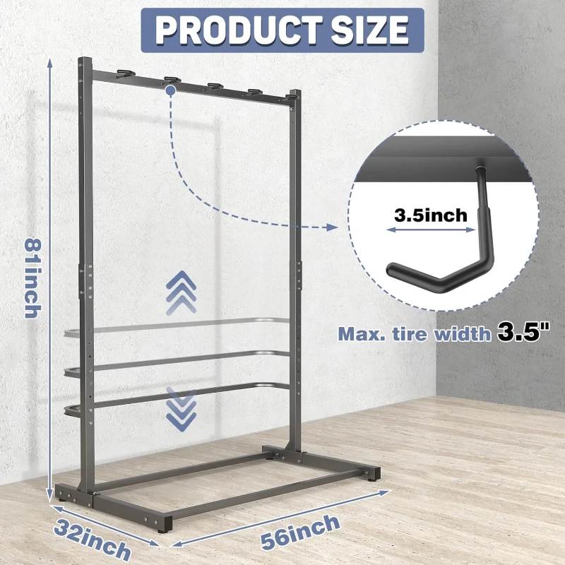 WALMANN Freestanding 5-Bike Floor Stand | Heavy-Duty Vertical Bike Storage for Garage & Shed, No Drilling Required