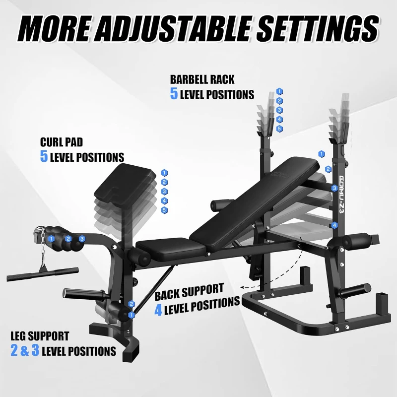 GOIMU Z3 Olympic Training Bench — 900 lb Capacity, 9-in-1 Home Gym with Leg Extension, Preacher Curl and Lat Pulldown