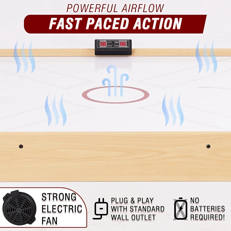 Folding Indoor Air Hockey Table with 12V Fan Motor and LED Electronic Scoreboard — Includes 2 Pucks & 2 Pushers, Perfect for Kids & Adults