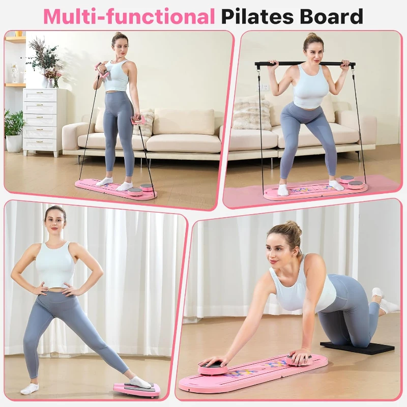 7-in-1 Portable Foldable Pilates Reformer Board with Smart Timer — Multifunctional Home Pilates Machine with Storage Bag