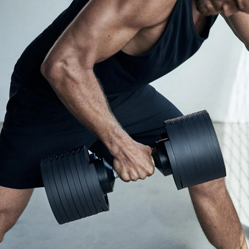 NÜOBELL Adjustable Dumbbell Pair — Easy-Twist 2024/25 Model, Selectable 5–50 lb or 5–80 lb