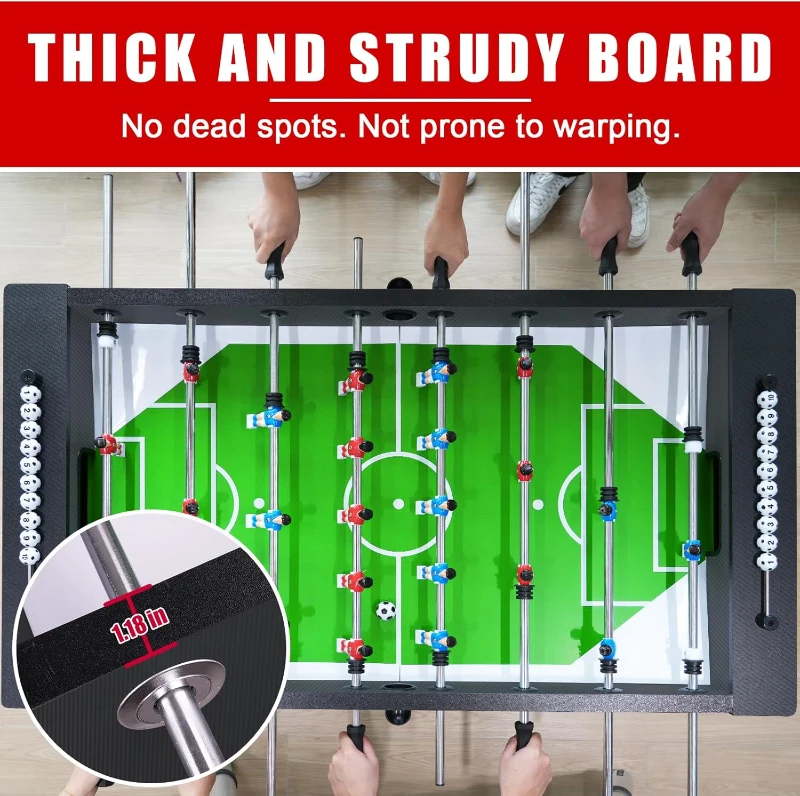 54"" Full-Size Competition Foosball Table with Anti-Dead Ball Playfield and Accessories