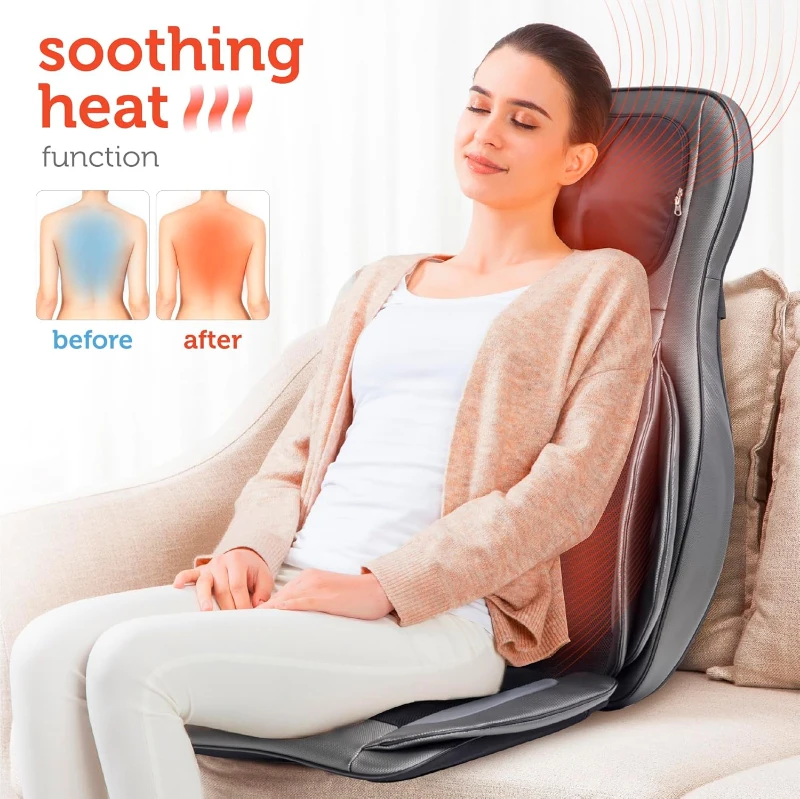 COMFIER 2D/3D Shiatsu Neck & Back Massager with Heat - Adjustable Rolling & Spot Massage, Compression and Vibration Chair Pad with 2D/3D Kneading