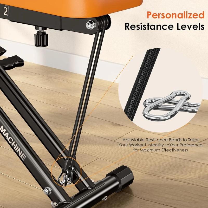 SogesHome Foldable Row & Squat Machine for Home — Full-Body Exercise with Adjustable Resistance Bands for Women, Targets Glutes & Abs, Supports 330 lbs