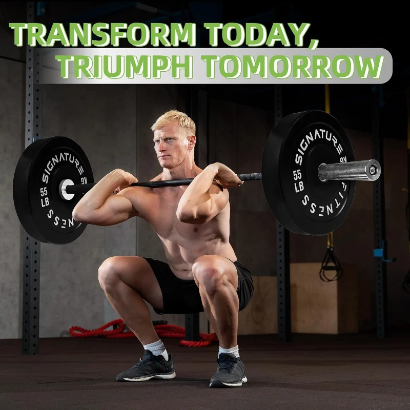 Fitvids Complete Olympic Weight Set — 2-inch Bumper Plates for Weightlifting & Strength Training, Full 370 LB Package, Multiple Configurations