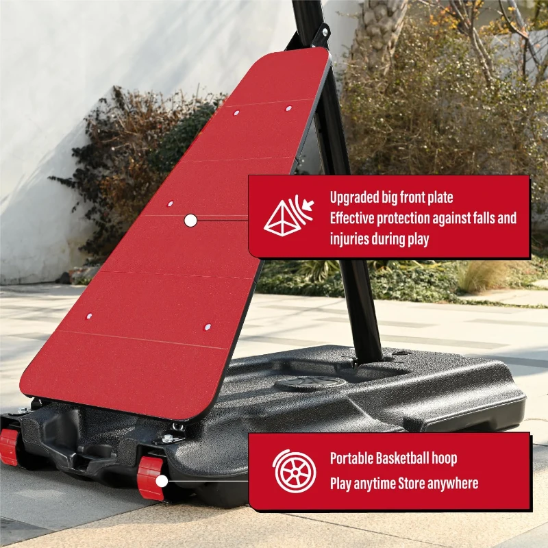 Portable Basketball Hoop with 44/48"" Backboard – Stepless Crank Adjustment 5.3–10 ft – Heavy-Duty Outdoor/Indoor Goal