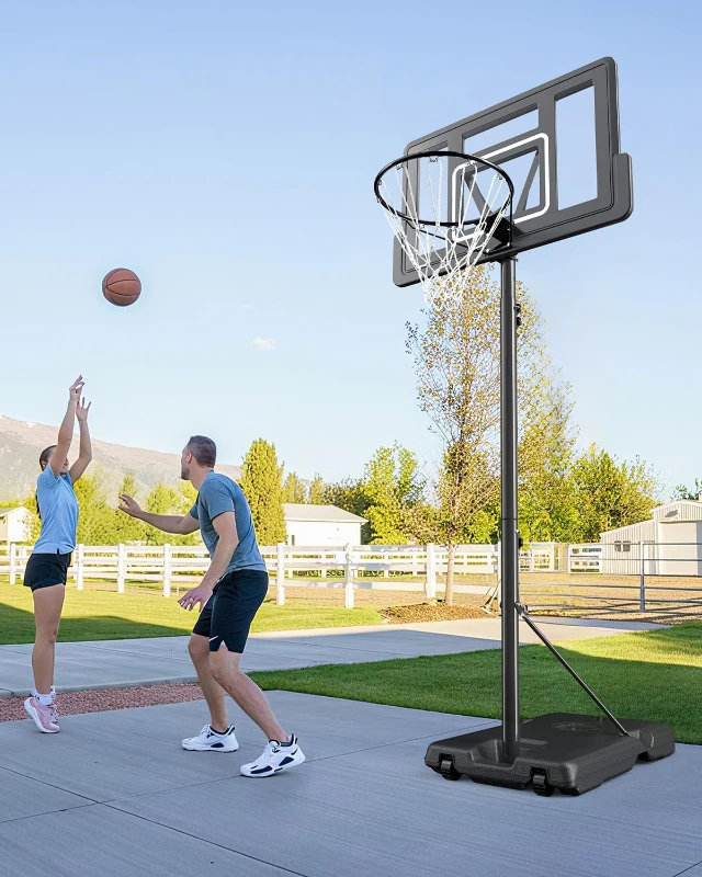 IGL Portable Basketball Hoop – 44"" PC Backboard, Height Adjustable 4.28–10 ft, Outdoor/Driveway Goal for Kids, Teens & Adults