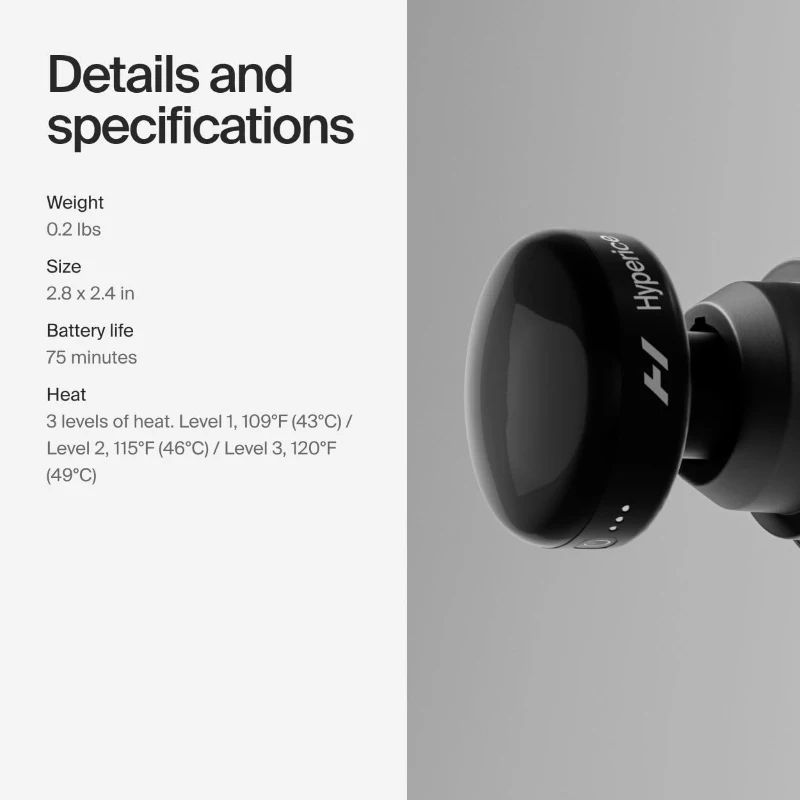 Hyperice Hypervolt 2 Handheld Percussion Massage Gun (Black) with Heated Head Attachment — Compatible with All Hypervolt Models