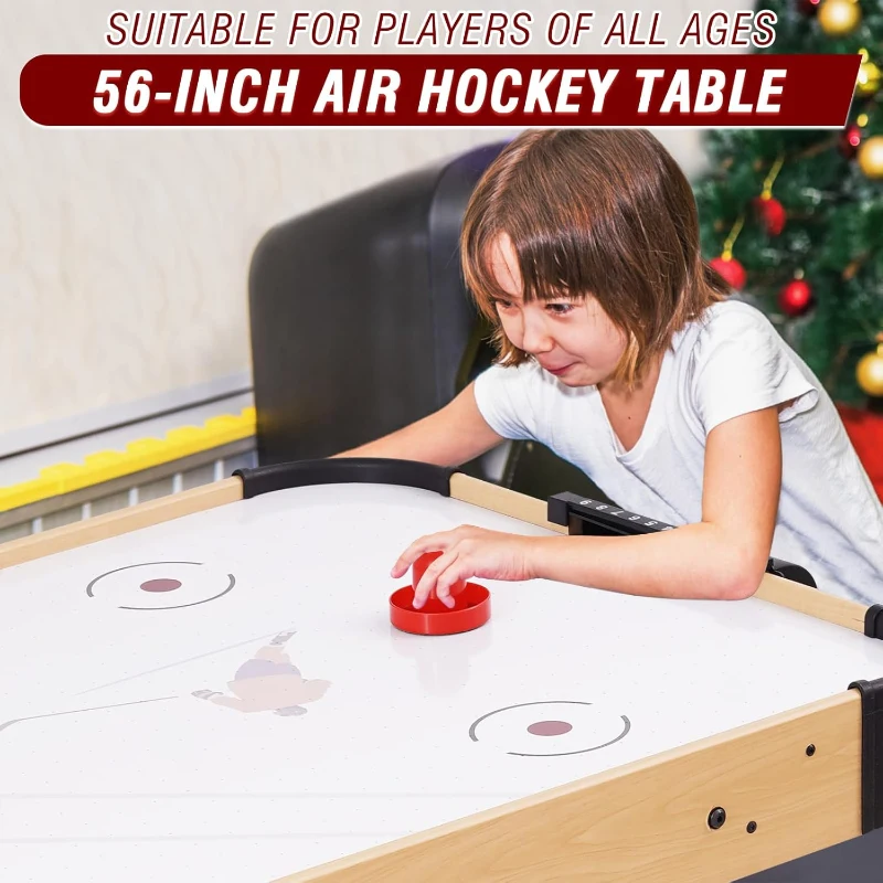 Folding Indoor Air Hockey Table with 12V Fan Motor and LED Electronic Scoreboard — Includes 2 Pucks & 2 Pushers, Perfect for Kids & Adults