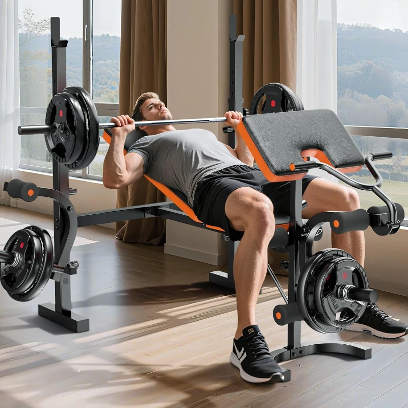 XDDIAS 260 lb Olympic Rubber Bumper Plate Set – 2-Inch Barbell Plates with Easy-Grip Handles and Steel Ring Insert