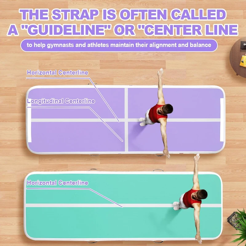 FBSPORT 10ft Inflatable Air Gymnastics Track Mat (4/8 in) with Electric Pump – Training, Home Use, Cheer & Yoga