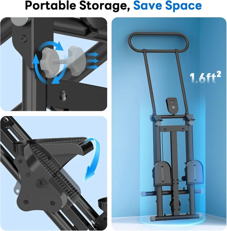 ERGOLIFE Foldable Stair Stepper — 6-Level Adjustable Resistance Stair Climber for Home Gym, 350 lb Capacity, Low-Noise Cardio Machine