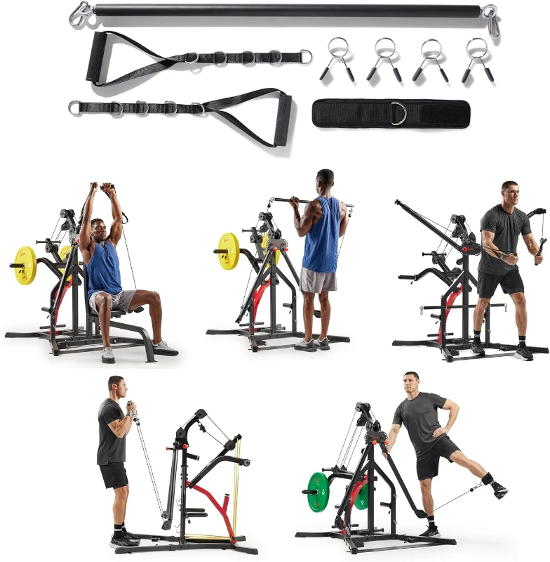 Sunny Health & Fitness SF-HG92401 All-in-One Multifunctional Home Gym System – Optional Squat Stand/Power Rack Compatible with Adjustable Incline Bench