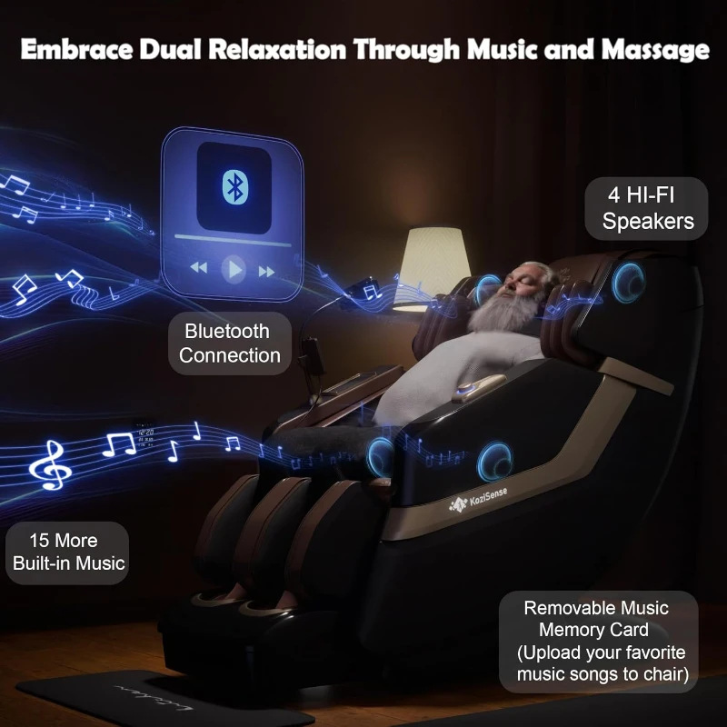 KZ-313 (2026) Full-Body Heated Jade Roller Massage Chair — Deep SL-Track Zero Gravity, 12 Auto Modes, 6 Custom Programs, Backlit Touchscreen, Voice Control & Wireless Charger