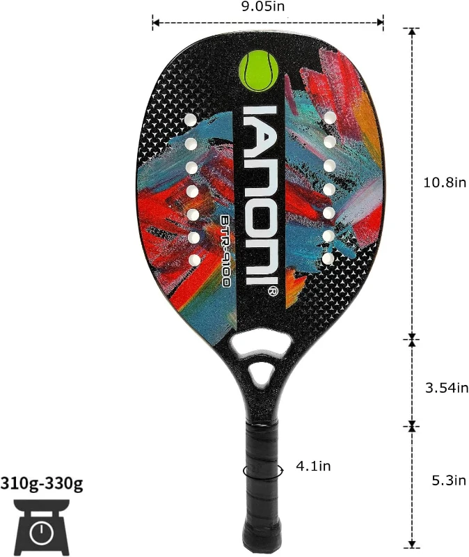 Carbon Fiber Beach Tennis Paddle with EVA Memory Foam Core – Lightweight Beach Tennis Racket